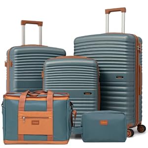 Cobens Cobens Gepäck-Set, 5-teilig, Koffer mit Rollen, ABS-Hartschalenkoffer, Gepäck mit TSA-Schloss, Spinner-Räder, Handgepäck-Set, IceBlue, 5 Piece Sets (20/24/28/DB/TB), modisch