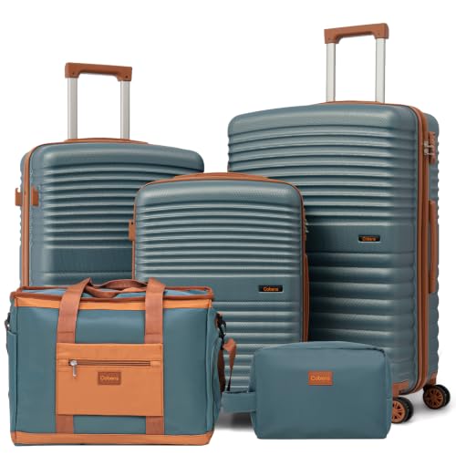 Image of Cobens 5 Piece Luggage Sets with Spinner Wheels,20 inch,24 inch,28 inch,IceBlue