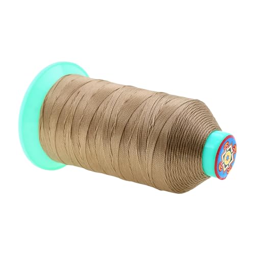Mandala Crafts Bonded Nylon Thread Khaki Heavy Duty Sewing Threads - 800 YDs Size 207 630D T210 Tex 210 Thread for Leather Jeans Weaving Outdoor Marine Upholstery Threads - Thumbnail 2