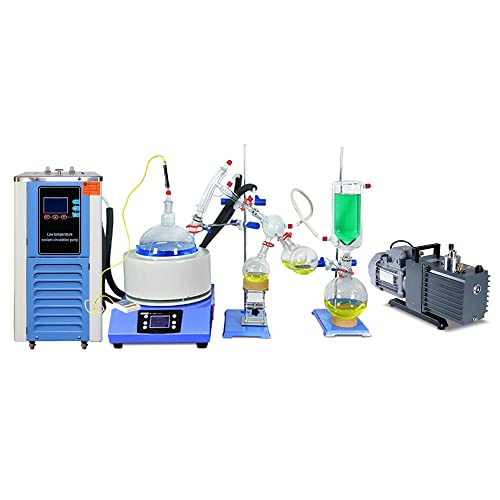 HNZXIB 5L Short Path Distillation Kit Turnkey with 5L Cooling Chiller and 2XZ-2 Rotary Vane Vacuum Pump