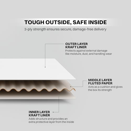 Image of BonKaso 3 Ply White Flap Corrugated Boxes for Packaging | 4 inchx4 inchx1.5 inch (Pack of 50) | Cardboard Packing Box for Shipping, Moving & Storage | Cartons for Courier & Goods Transportation