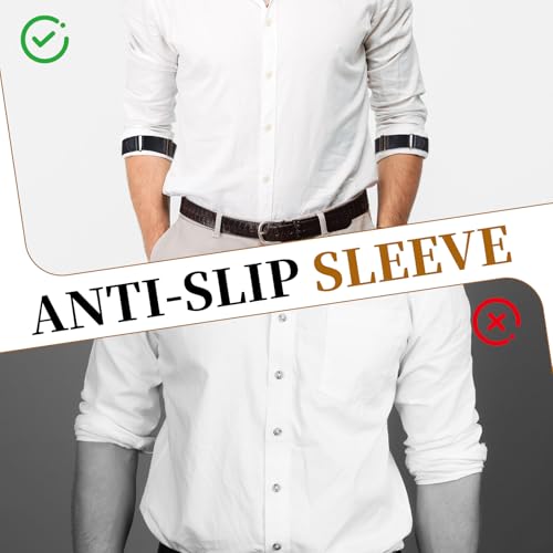 Image of 4Pcs Black Elastic Adjustable Arm Band, Unisex Stretchy Sleeve Garters Anti-Slip Shirt Long Sleeve Holders for Men