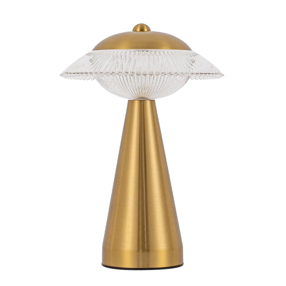 AoLa Lampada a fungo Lampada da tavolo senza fili Lampada da tavolo dimmerabile a LED dorata Touch Control con batteria ricaricabile USB Lampada da comodino senza cavo Lampada da vaso portatile