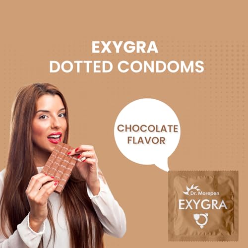 Image of Dr. Morepen Exygra Condoms- Ultra-thin, Lubricated, Extra Dotted, Choco Flavour 30 count