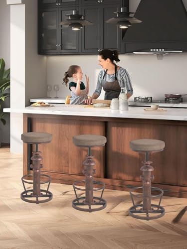Butaco Vintage Giratorio con Altura Ajustable y Asiento de PU - Estilo Industrial miniatura 2