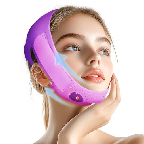 V-Line Face Lifting Mask, Double Chin Reducer Chin Support Strap Face Mask (Purple)