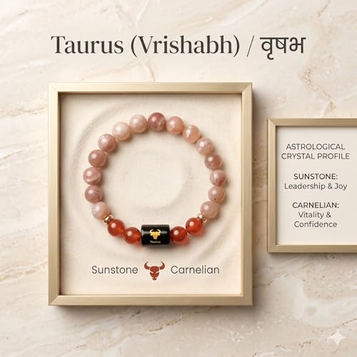 Image of ARDEN Zodiac Crystal Bracelet for Men & Women | All Rashi Crystal Bracelets | Natural Healing Stone Astrology Bracelets | Adjustable Energy Bracelet for Wealth, Positivity & Protection | Birthday Gift