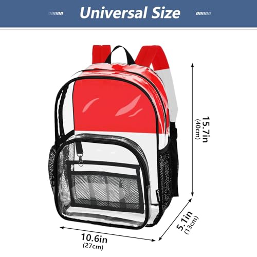 Kids Backpack Boys Girls Indonesia Flag Clear Bag for Women Travel See through Approved Bag4