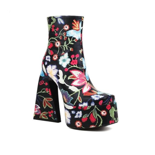 Bottines rétro mi-mollet à talon épais de 14cm garantissant stabilité et confort de marche