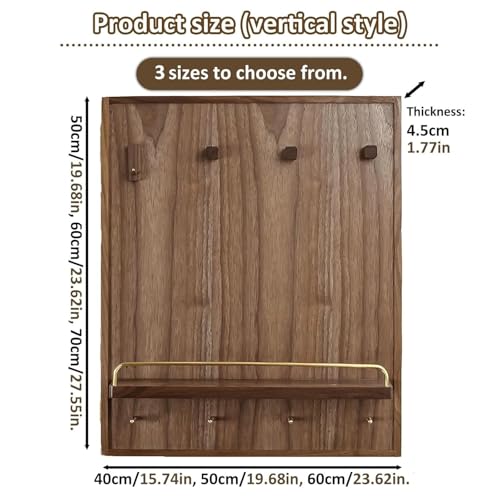 Wooden Decorative Breaker Box Cover with Shelf & Hooks, Wall-Mounted Electrical Panel Cover, Flip-Up Switch Box, Stylish Home Decor (23.6x27.6in)