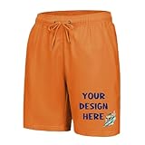 TopTie Custom Men's 7-Inch Swim Trunks Quick-Dry with Mesh Liner Lightweight Swim Shorts-Orange-XXL