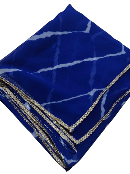 aratra Georgette Dupatta with Lace Border Leheriya Print-picture-0