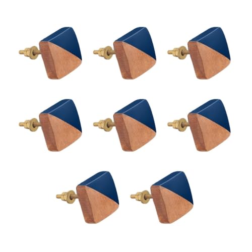 Image of 8 Piece Premium Teak Wood Drawer Knobs for Furniture Cabinets & Cupboards | Modern Design | Colour: Natural Wood, Size: 1.5 Inch-| 3 Years Warranty |