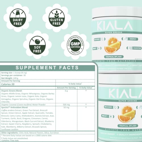 Kiala Nutrition Super Greens Powder Digestive Health for Women, Bloating Relief, Gut Health