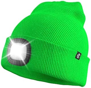 Idyllicomfort Led Lighted Beanie Hat,USB Rechargeable Hands Free Headlamp Cap, Unisex Winter Warmer Knit Hat with Light for Hiking Biking Camping Jogging, Gift for Men, Women, Teens