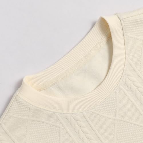 Men's Cable Knit Long Sleeve Sweater Casual Crew Neck Lightweight Soft Pullover Sweater3