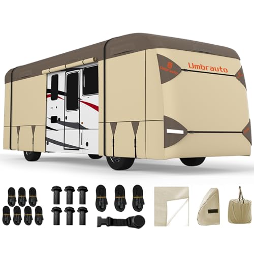 Umbrauto Class A RV Cover 37' ~ 40' – Upgraded Heavy-Duty 7-Layer Top Class A Motorhome Cover, Windproof & Breathable Toy Hauler Travel Trailer Covers Includes 3 Extra Straps & Gutter Covers