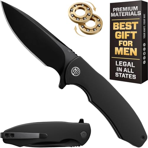 High-End Folding Pocket Knife – D2 Steel Blade, Aluminum Handle & Smooth Ball Bearing Pivot – Elegant Gift-Ready EDC Knife with Deep Carry Clip, Legal in All States - Gifts for Men , Women 6700 A