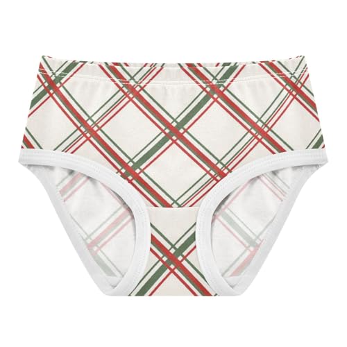 Girls' Training Panties Organic Underpants for Kid Red Green Lattice Plaid