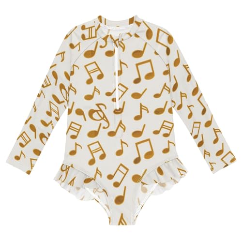 Girls Long Sleeves Swimsuit Cartoon Floral Daffodil Petal Peach White Swimsuits Rash Guard Girl Toddler Bathing Suit 4T