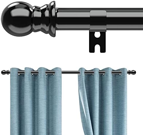Curtain Rods, 24 to 50 inch Curtain rod for Windows, 1" Dia Heavy Duty Splicing Curtain Rod with Bracket, Adjustable Easy Install Drapery Rod for Patio Outside, Bedroom, Living room, Kitchen, Black