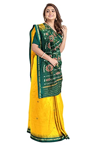 Image of Odisha Sambalpuri Handloom Ikat Women's Cotton Saree, Odisha Handloom Handmade Pure Cotton Khandua Saree, Ikkat Orissa Traditional Handloom Saree Without Blouse