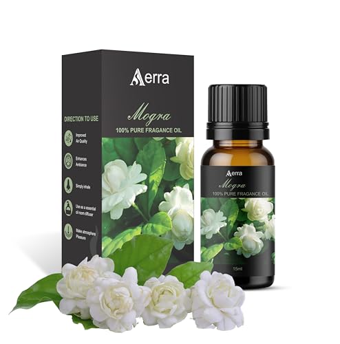 Image of Aerra Mogra (Jasmine) Fragrance Oil (15ml) for Puja, Diffuser, Candles, Soap Making | Long-Lasting Aroma Oil for Weddings