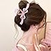 Pink Hair Claw Clips Bow Shaped Hair Clips for Women Elegant Stylish Hair Claws Large Bow Hair Clip for Thick Thin Lilac Color Hair Jaw Clips Valentine’s Hair Barrettes Bow Clip Hair Accessories 1Pcs