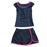 [Teddy] スクール 水着 女の子 セパレート 小学生 キッズ 子供 ジュニア 女児用 スカート 2点セット kids306 (A：ピンク, L(110cm))