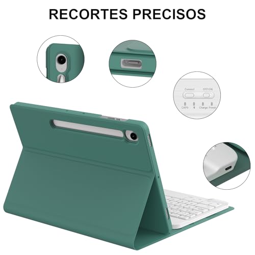 Teclado para Samsung Tab S10 FE evita errores de escritura con funda magnética Ñ español 5
