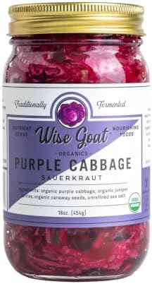 Raw Organic Fermented Probiotic Sauerkraut Classic Variety Vegan Gluten Free Non Gmo Probiotic 16oz Glass Jar By Wise Goat Organics 675924