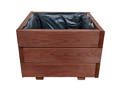 FKL DESIGN Home Deco Pflanzkasten aus Holz Pflanzkübel für GartenTerrasse Holzkasten Holzkübel Imprägniert D26 (Nuss, 40 x 40 x 28 cm)