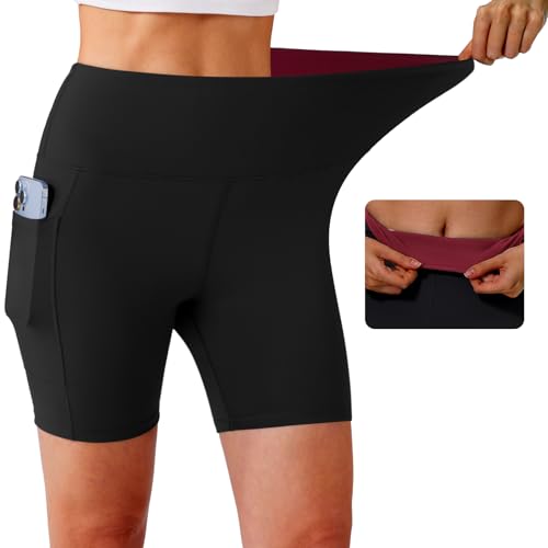 KOWBEAR Biker Shorts for Women Super Soft High Waisted Yoga Shorts 6” Tummy Control Workout Shorts with Pockets Running Gym