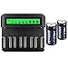 CITYORK 2 Pack Rechargeable D Size Batteries with 8 Bay 1.2v AA AAA C D Universal Battery Charger
