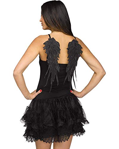 Ailes d'ange féeriques femme noir déguisement Halloween et accessoire fête Fun World