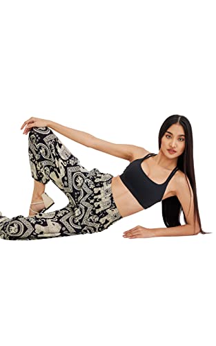 Joob Joob Boho Pants For Women - Flowy Loose Harem Hippie Pants - Casual Yoga Bohemian Joggers Comfy Lounge Pajamas Black Medium #TOP7