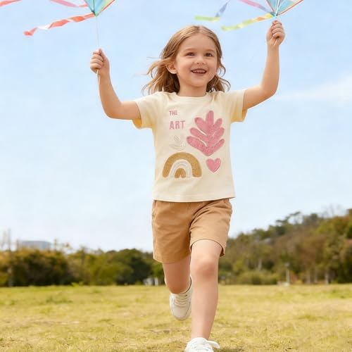 Image of Toddler Girl Short Sleeve Shirt Love Heart Top Girls 4th of July Shirts