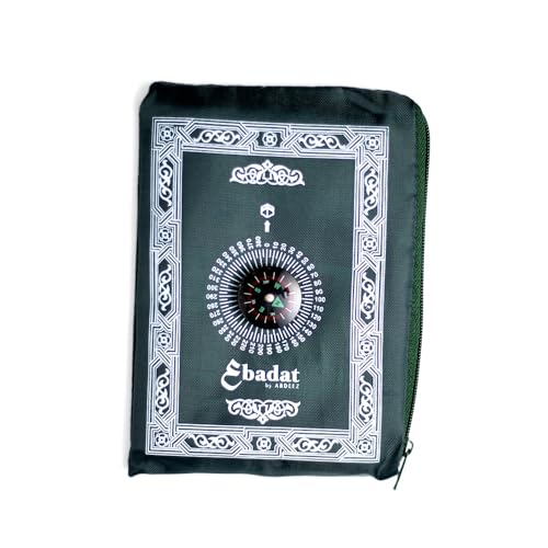 ABDEEZ Esterilla de Oración de Viaje Portátil con Brújula, Pesas y Bolsa, Tamaño de Bolsillo (Verde) miniatura 6