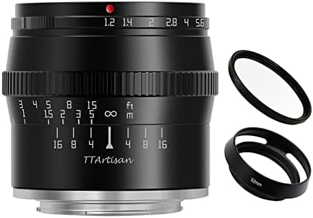 TTArtisan 50mm F1.2 APS-C Manual Focus Large Aperture Fixed Focus Lens Black for Panasonic/Olympus M4/3 Micro 4/3 Micro Four Third MFT Mount GF7 GF8 GF9 GH1 GH2 GM1 GM5 etc.