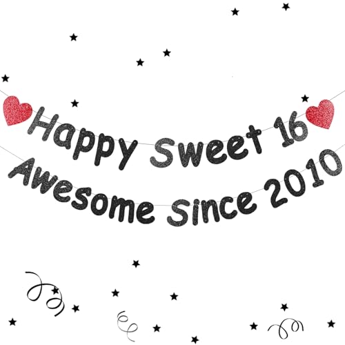 Sweet 16 �o�[�X�f�[�o�i�[ Sweet Sixteen �f�R���[�V���� �R�t�� �L���L�� �J�[�h�X�g�b�N Happy Sweet 16 and Awesome Since 2010 �}�C���X�g�[�� �o�[�X�f�[�o�i�[ �e�B�[���K�[�� �s���N �p�[�e�B