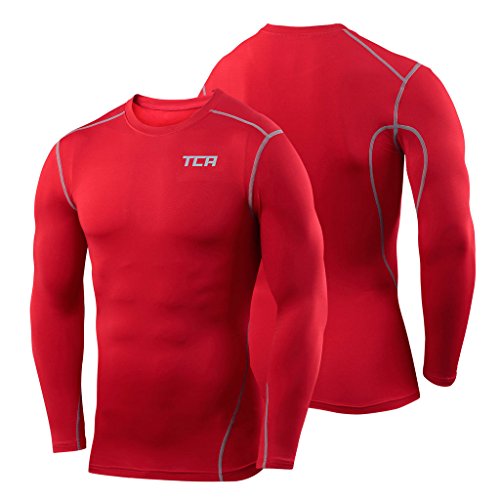 TCA Boys' Pro Performance Compression Shirt Long Sleeve Base Layer Thermal Top - Team Red, L Boy (10-12 Years) - Thumbnail 5