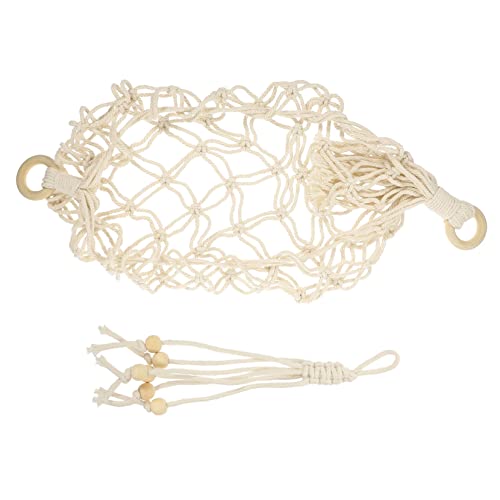 DOITOOL Household Hanging Basket 1 Set Fruit Hammock Basket To Weave Cotton White Boho Decor