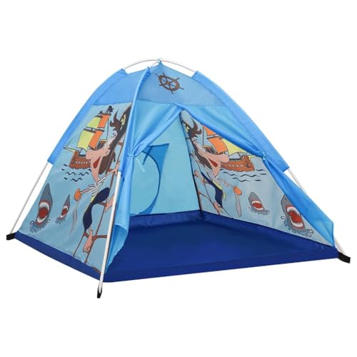 vidaXL Spielzelt für Kinder Bällebad Kinderzelt Babyzelt Spielhaus Zelt mit Tragetasche Piraten-Motiv für Indoor Outdoor Blau 120x120x90cm