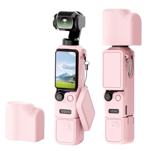 CYNOVA Osmo Pocket 4 Silikonhülle für DJI Osmo Pocket 4 4-teiliges Set Osmo Pocket 4 Silikon Case Objektivschutz Staubschutz Präzise Aussparungen Kompatibel mit Osmo Pocket 4 Zubehör (Rosa)