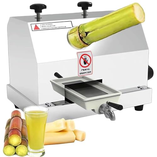 Máquina exprimidora de caña de azúcar, extractor de jugo comercial con rodillos de acero inoxidable, canal de alimentación grande, salida de alta eficiencia de hasta 110 libras por hora