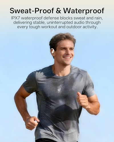 Image of Open Ear Earbuds, Over Ear Headphones with Ear Hooks, True Wireless Bluetooth 6.0 Earphones, Stereo Sound, Ultra-Comfort, 50H Playback, IPX7 Waterproof Ear Buds with Mics for Running Sports