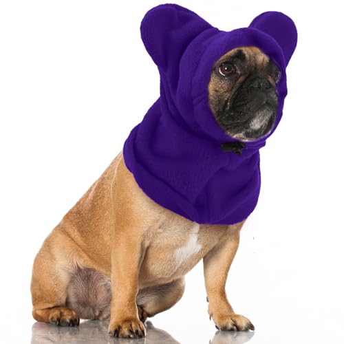 Gorras Cálidos para Mascota Suave Gorra de Invierno Sudadera con Capucha para Perro Gatito Gorros con Protección para Los Oídos para Mascotas Accesorios de Ropa,M (Morado)