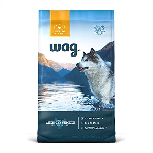 Amazon Brand - Wag Dry Dog Food Chicken & Lentil Recipe (4 lb. Bag) Trial
