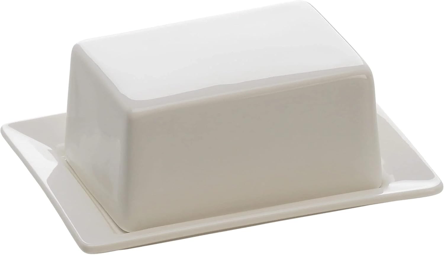 WESTCRAFT Butterbrüder - kleine Copenhagen Butterdose 125g für EIN halbes Butterstück, superweißes Porzellan 13 x 10 cm, halb dänische Klassische Butterglocke