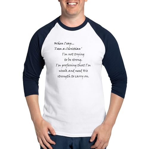 CafePress Weak~ Strength Baseball Jersey Men's Cotton Baseball Jersey, 3/4 Raglan Sleeve Shirt Blue/White